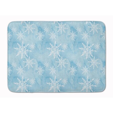 Jensendistributionservices Watercolor Snowflake on Light Blue Machine Washable Memory Foam Mat MI2550805